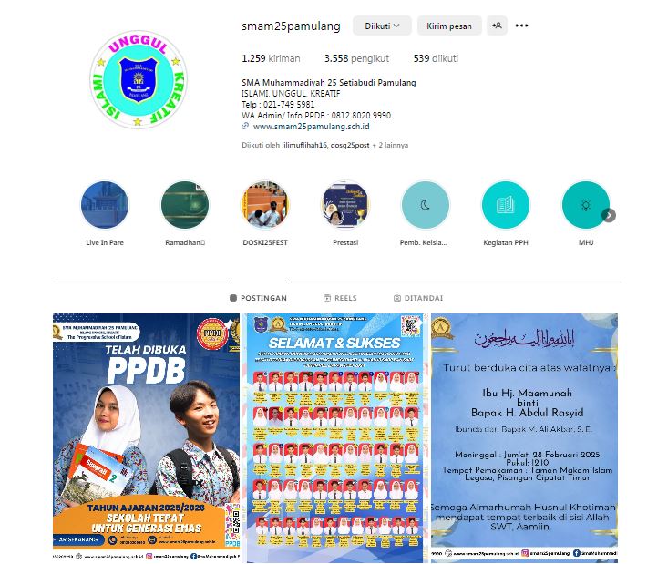 Instagram Muhammadiyah 25 pamulang official